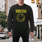 Artwork preview for Nirvana Yellow Smiley Face Crewneck Sweatshirt