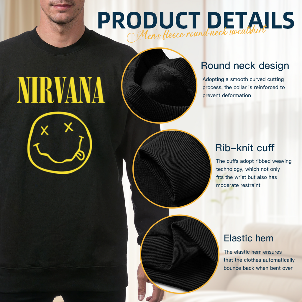 Artwork preview for Nirvana Yellow Smiley Face Crewneck Sweatshirt