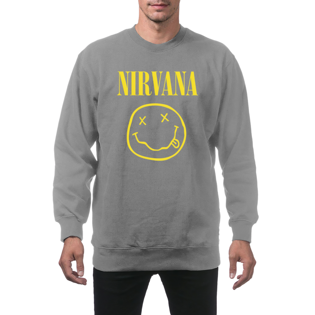 Nirvana Smiley Face Graphic Crewneck Sweatshirt