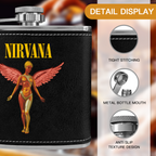 Nirvana In Utero Album 6oz vintage-style stainless steel hip flask product image