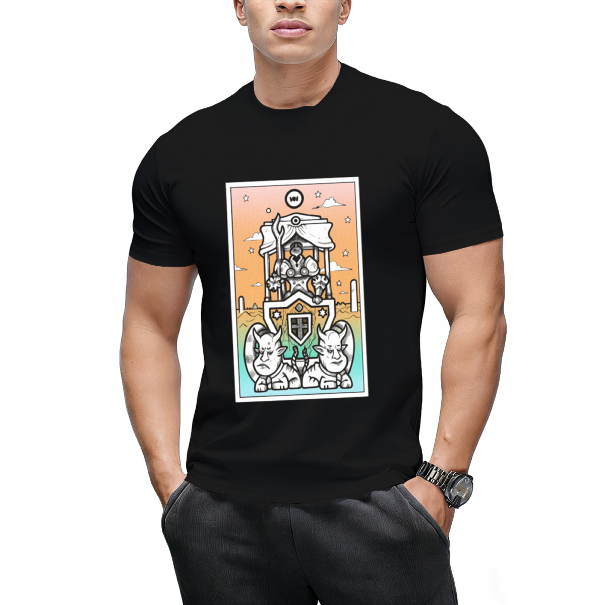 Rainbow Tarot the Chariot Graphic T-Shirt