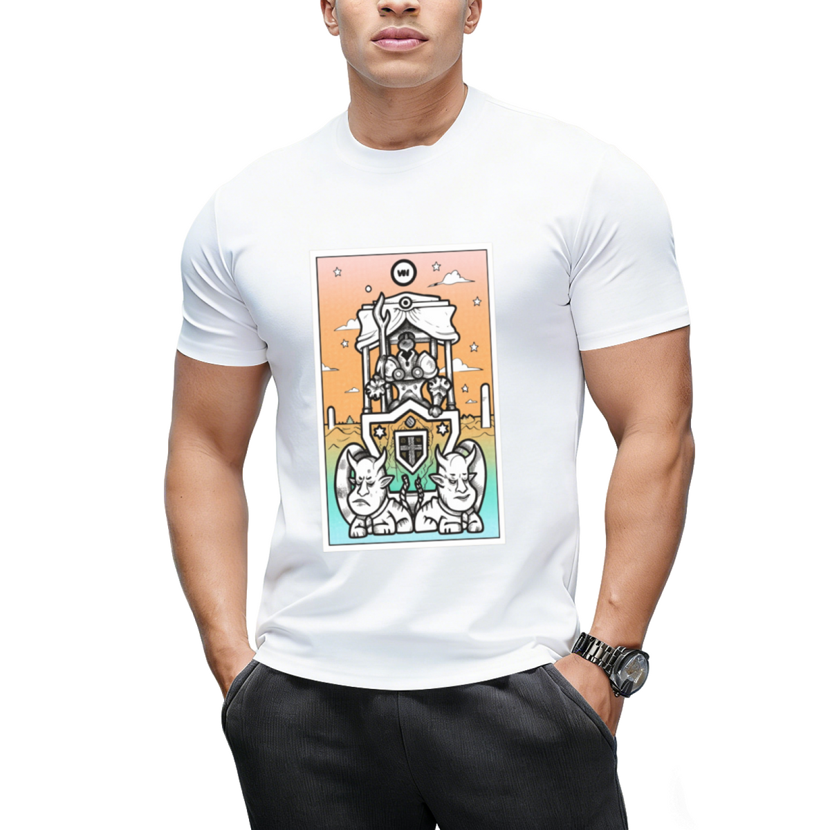 Rainbow Tarot the Chariot Graphic T-Shirt
