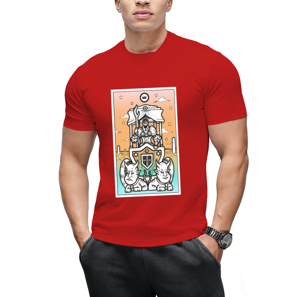 Rainbow Tarot the Chariot Graphic T-Shirt