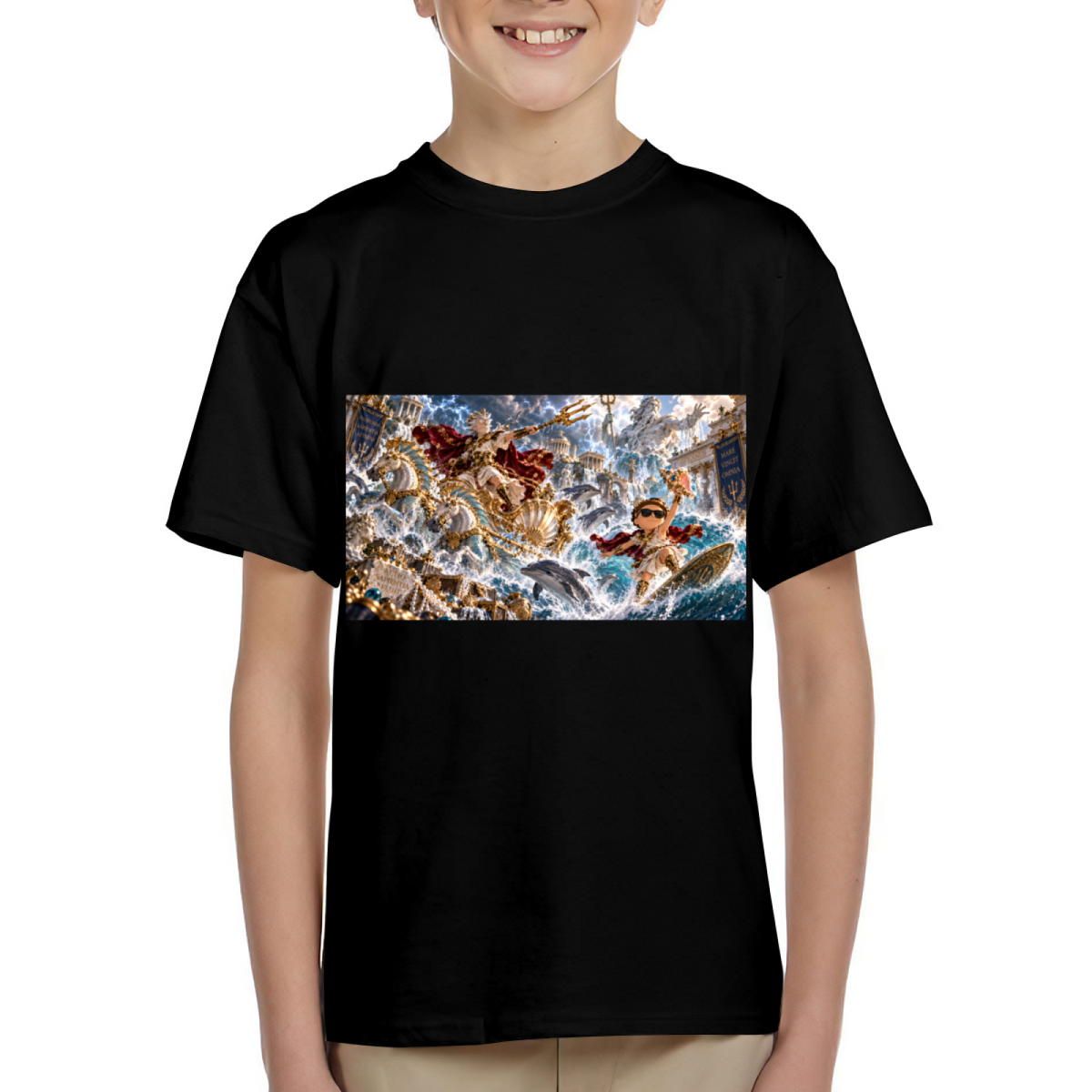 Golden Trident Sea Clash Kid's T-Shirt for Summer