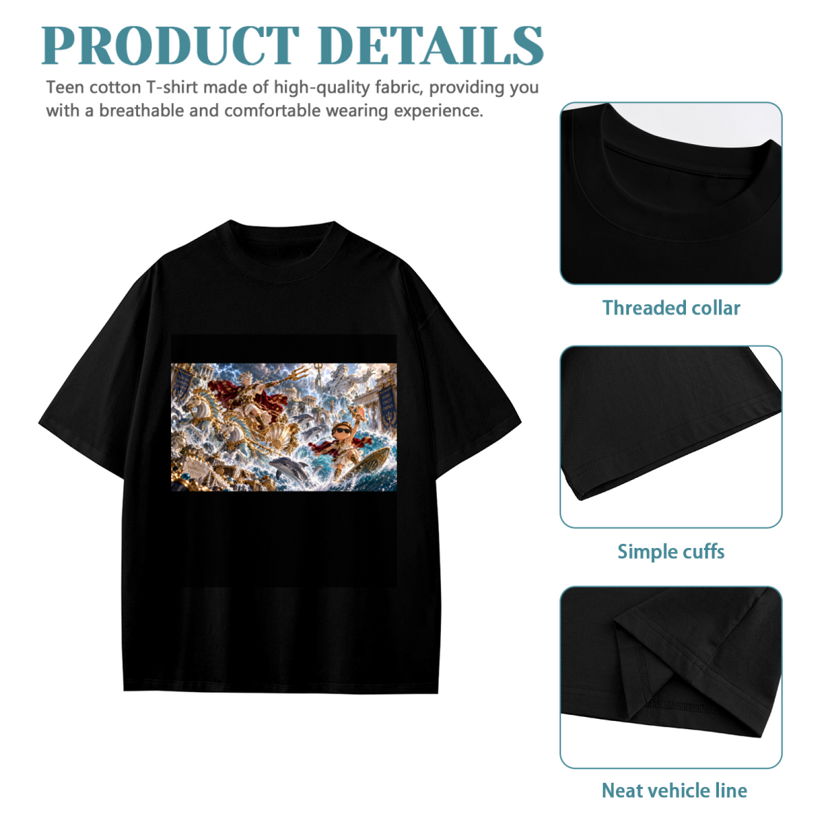 Golden Trident Sea Clash Kid's T-Shirt for Summer