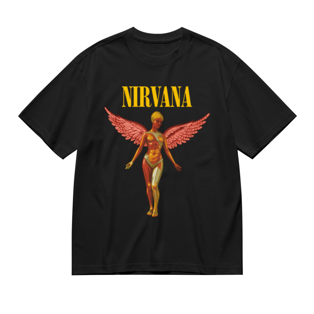 Graphic T-shirt product image with in utero pink angel artwork