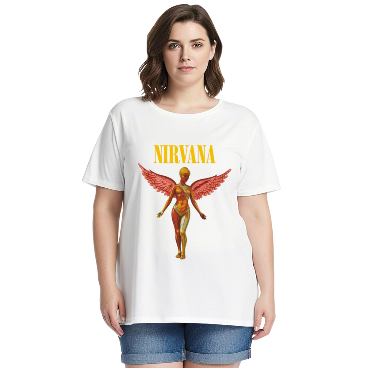 Nirvana In Utero Pink Angel Graphic T-Shirt
