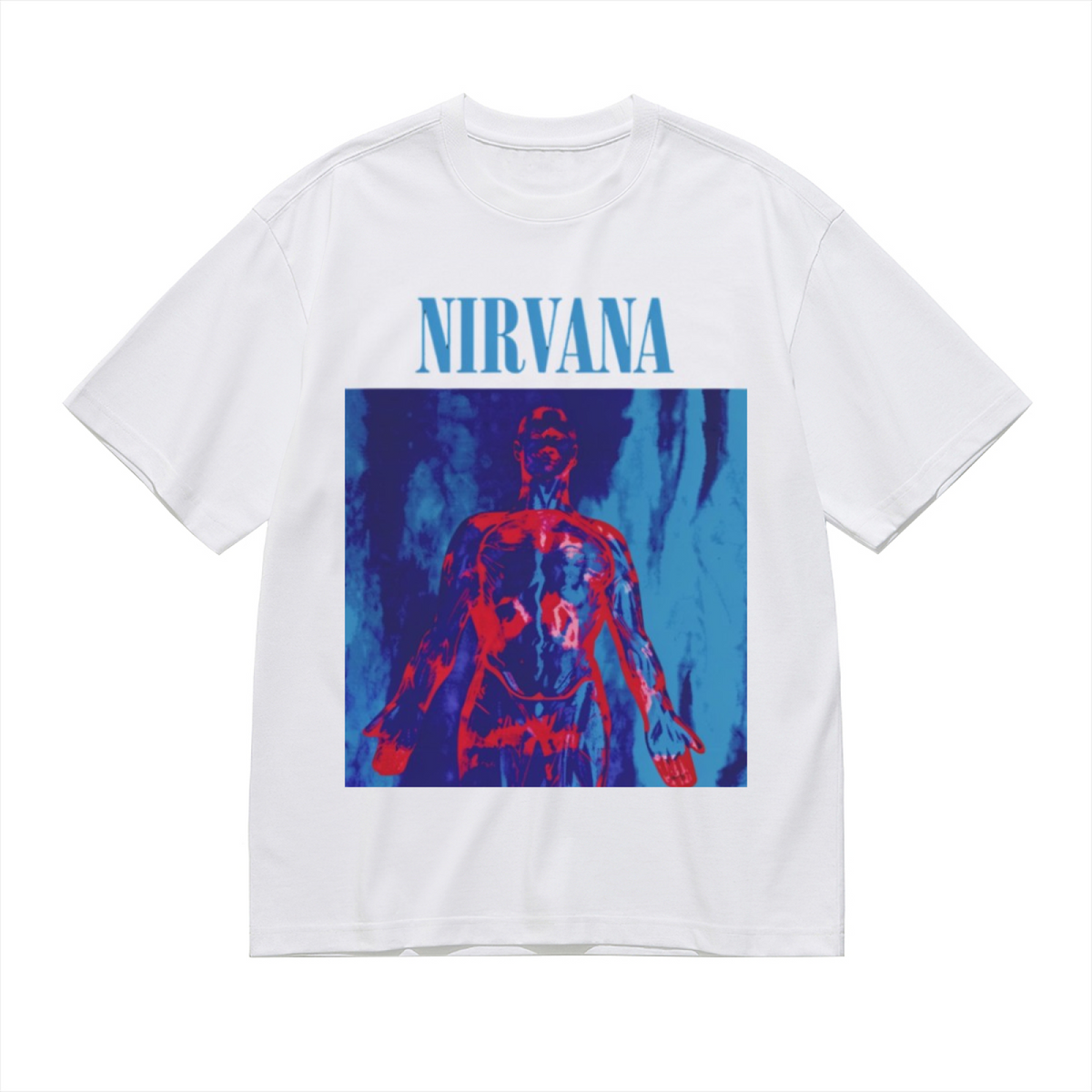 Nirvana Red Blue Anatomical Angel Graphic T-Shirt