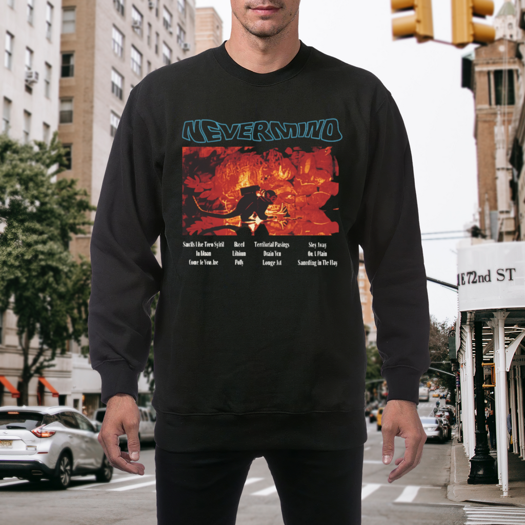 Artwork preview for Nirvana Nevermind Red Graphic Crewneck Sweatshirt