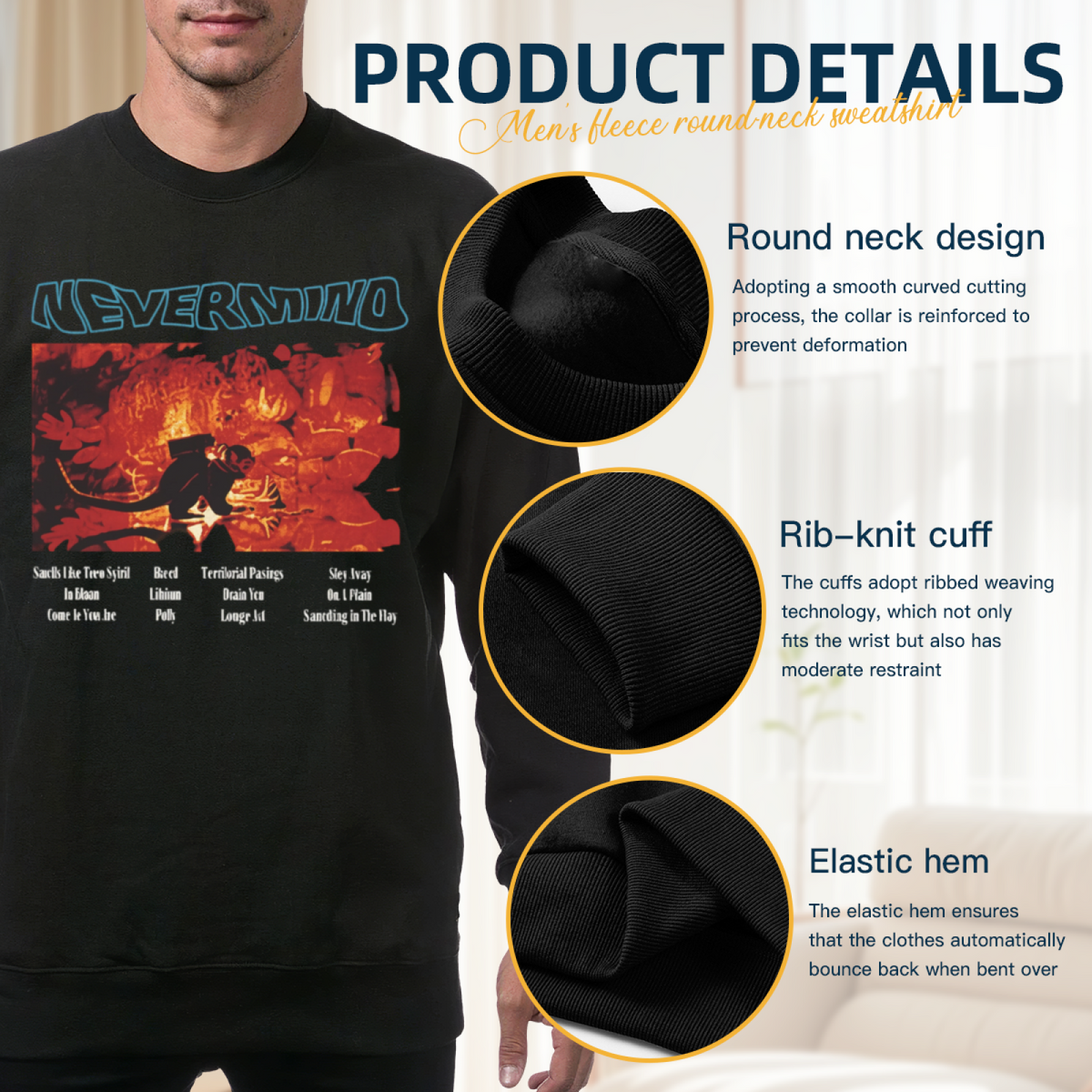Artwork preview for Nirvana Nevermind Red Graphic Crewneck Sweatshirt
