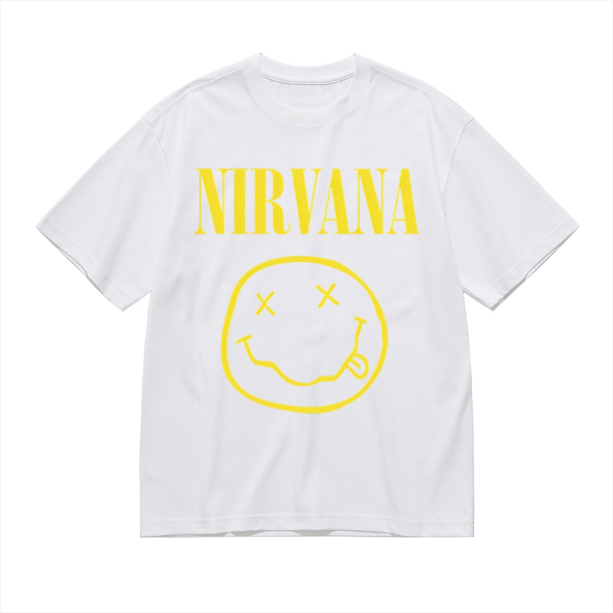 Nirvana Smiley Face Yellow Logo Band T-Shirt for Men