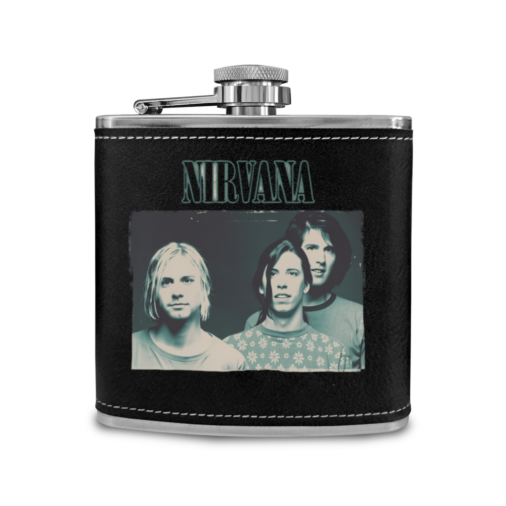 Nirvana Erode 6oz vintage-style stainless steel hip flask product image