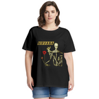 Graphic T-shirt product image with incesticide doll and poppy artwork, black colorway