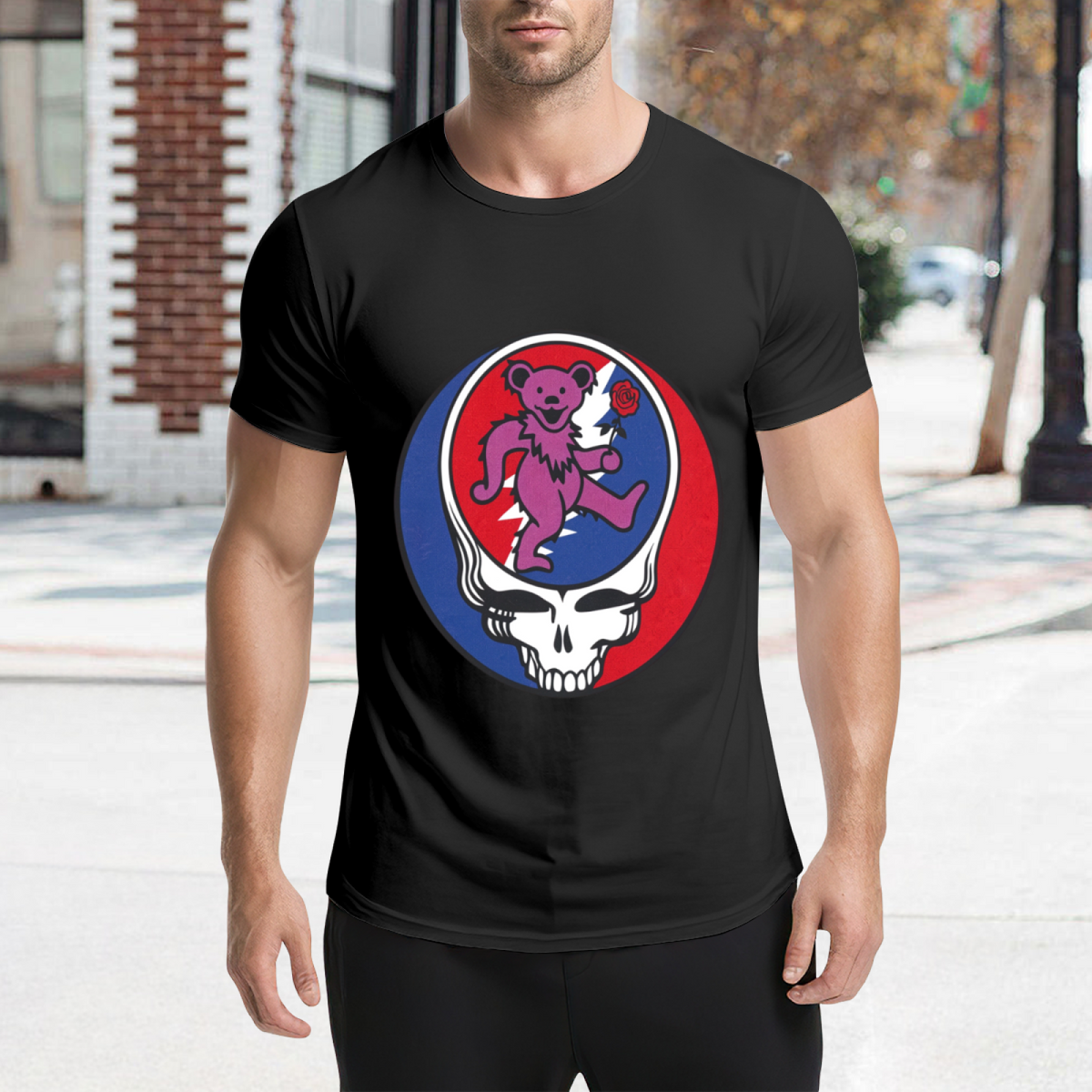 Grateful Dead Purple Bear with Rose Baseball graphic T-shirt product image