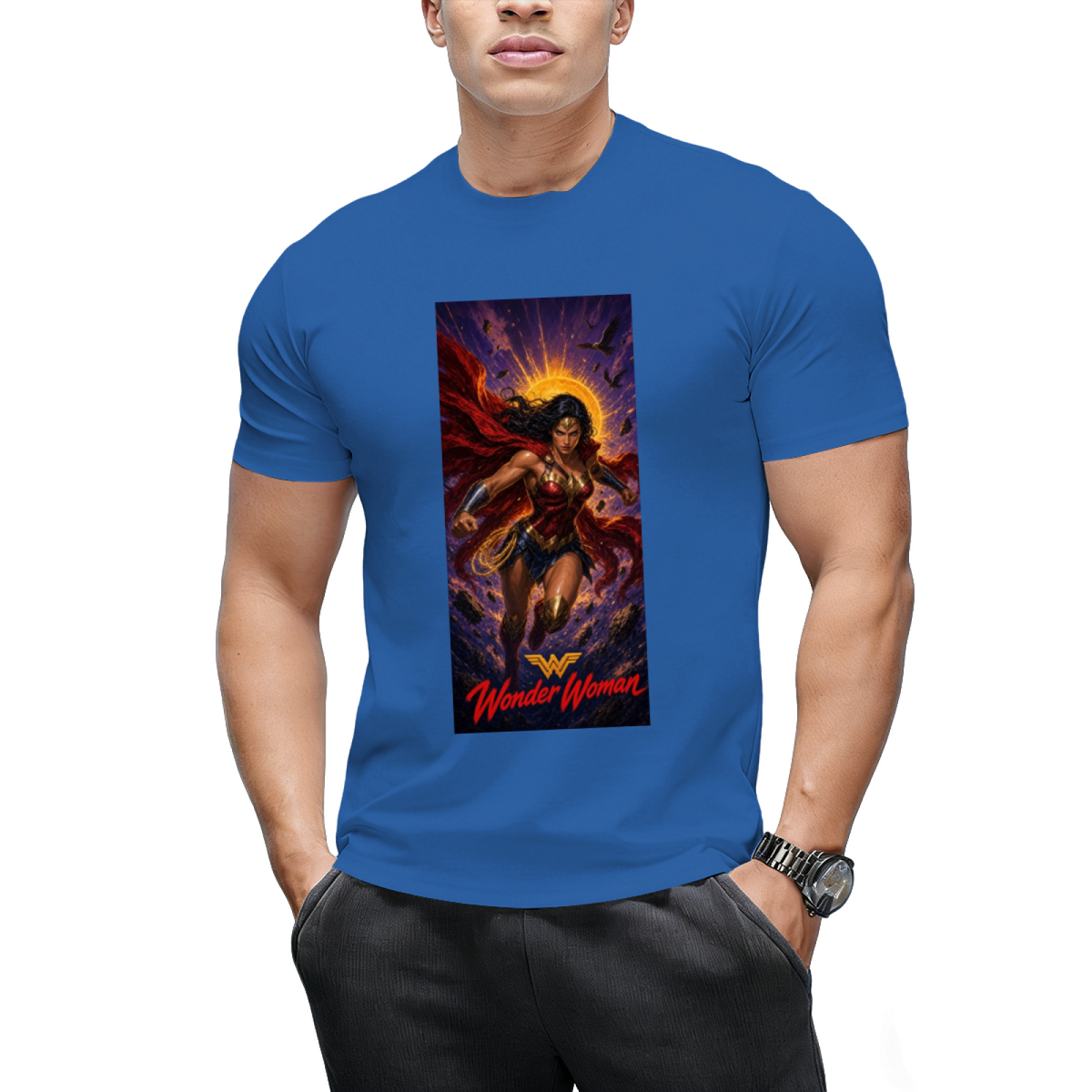 Custom Wonder Woman Vertical Tee - Minimalist Comic Art