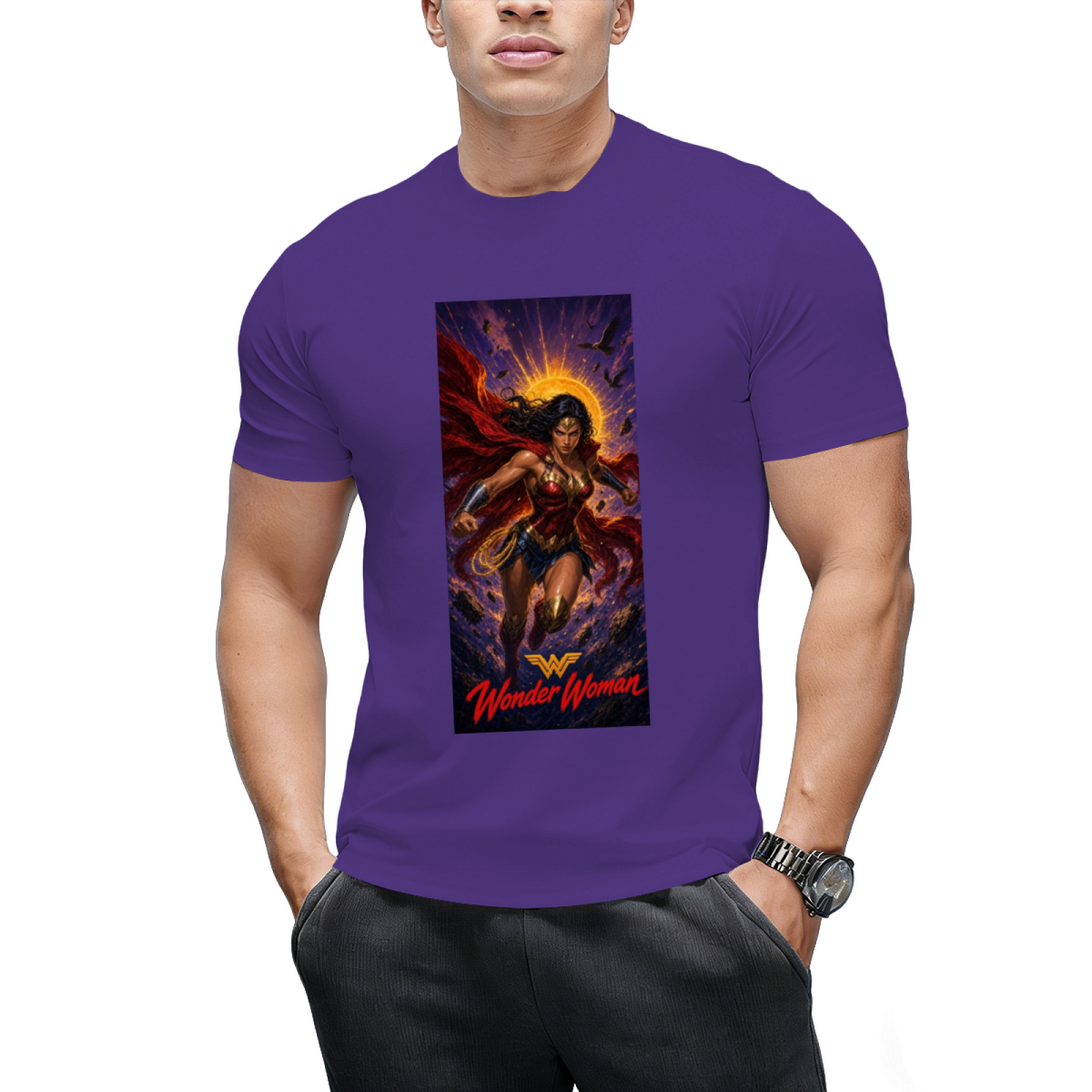 Custom Wonder Woman Vertical Tee - Minimalist Comic Art