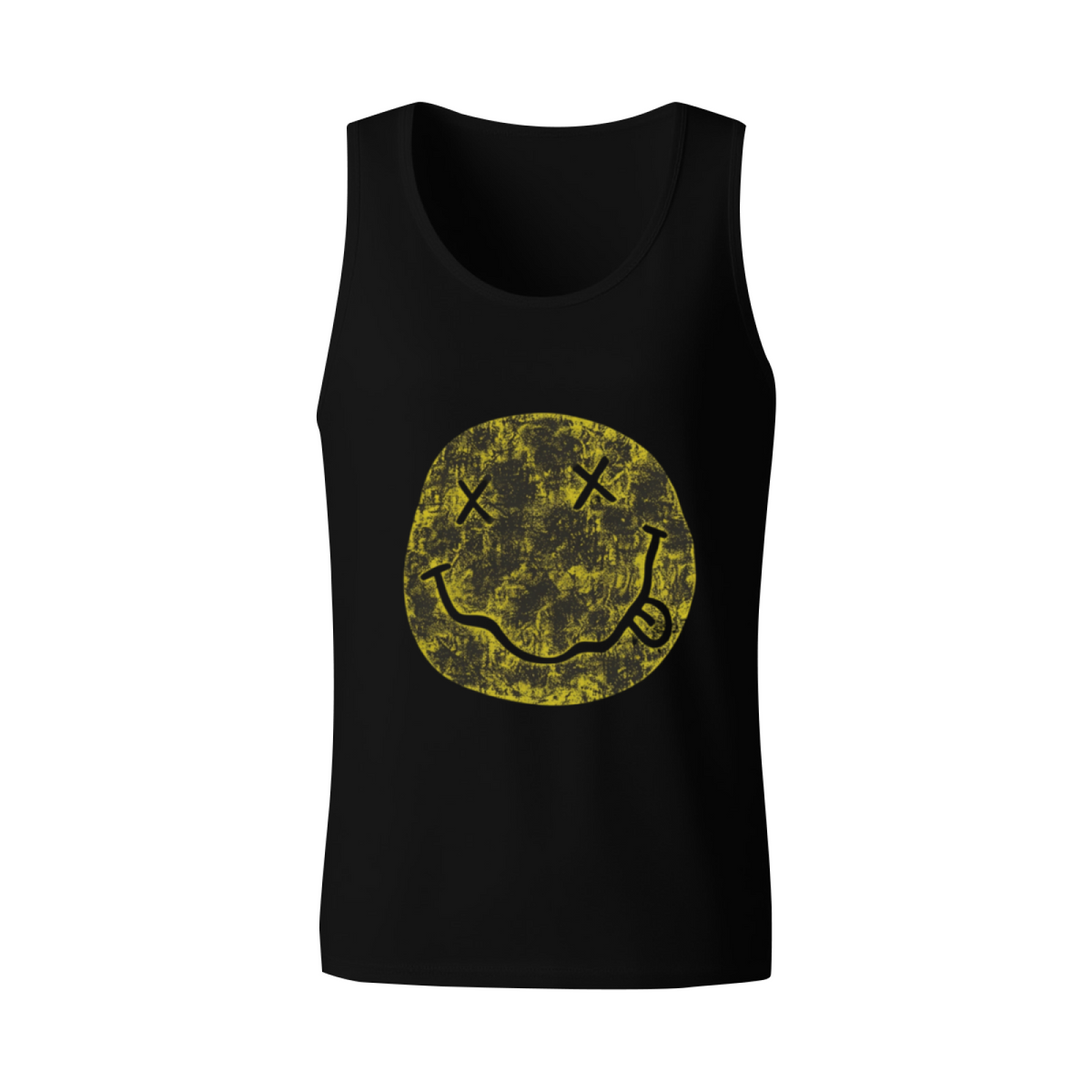 Nirvana Distressed Yellow Smiley Face Logo Tank Top product image featuring distressed yellow Nirvana smiley face