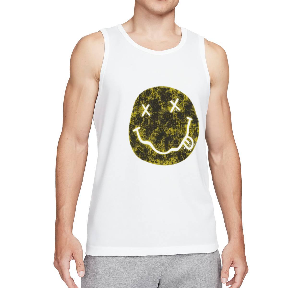Nirvana Distressed Yellow Smiley Face Logo Tank Top