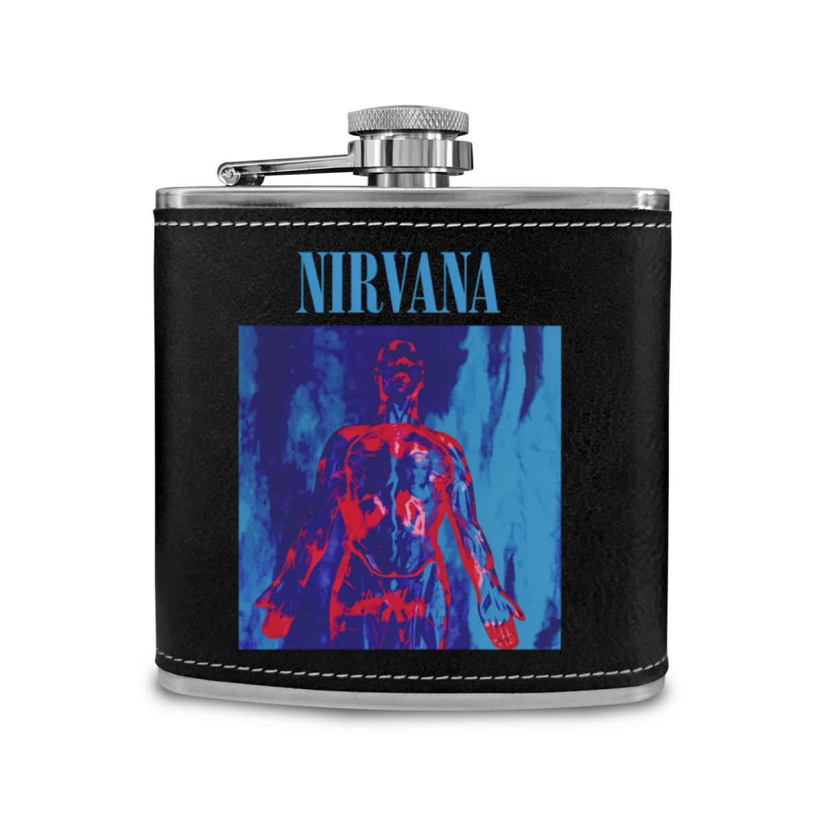 Nirvana Sliver Black 6oz vintage-style stainless steel hip flask product image