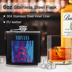 Nirvana Sliver Black 6oz vintage-style stainless steel hip flask product image
