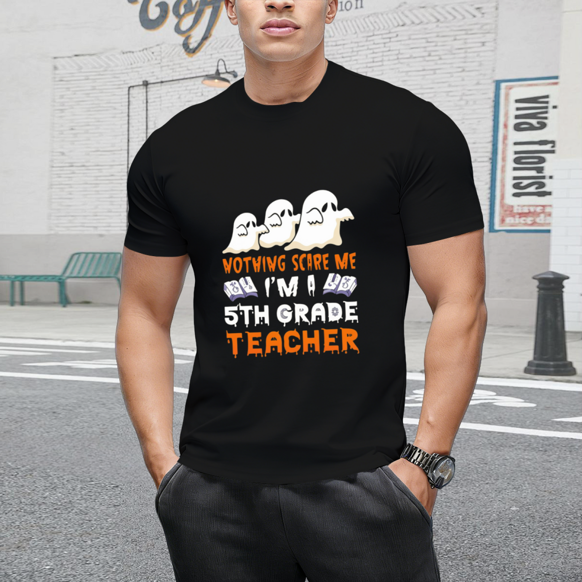 Nothing Scares Me - Fifth Grade Teacher Halloween Graphic T-Shirt