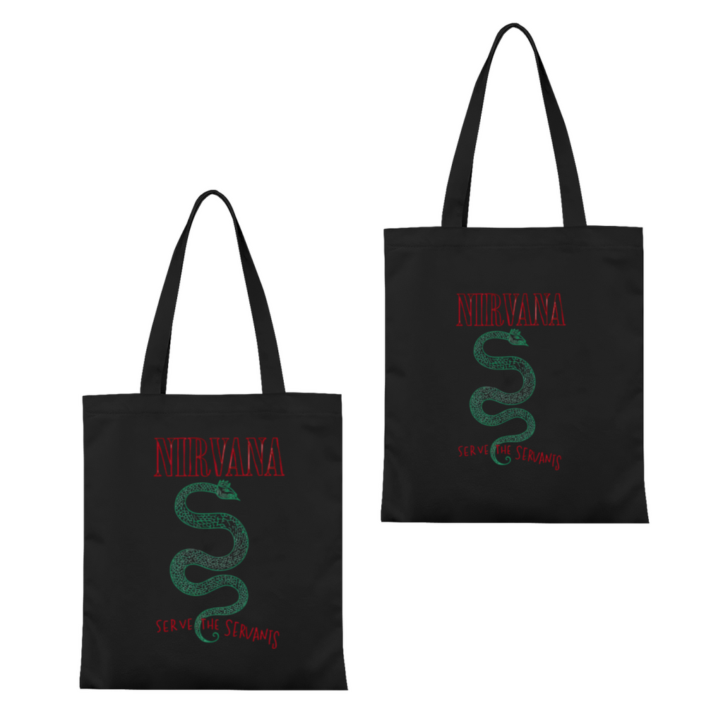 Nirvana Serve the Servants Canvas Tote Bag — a graphic referencing the song “Serve the Servants”