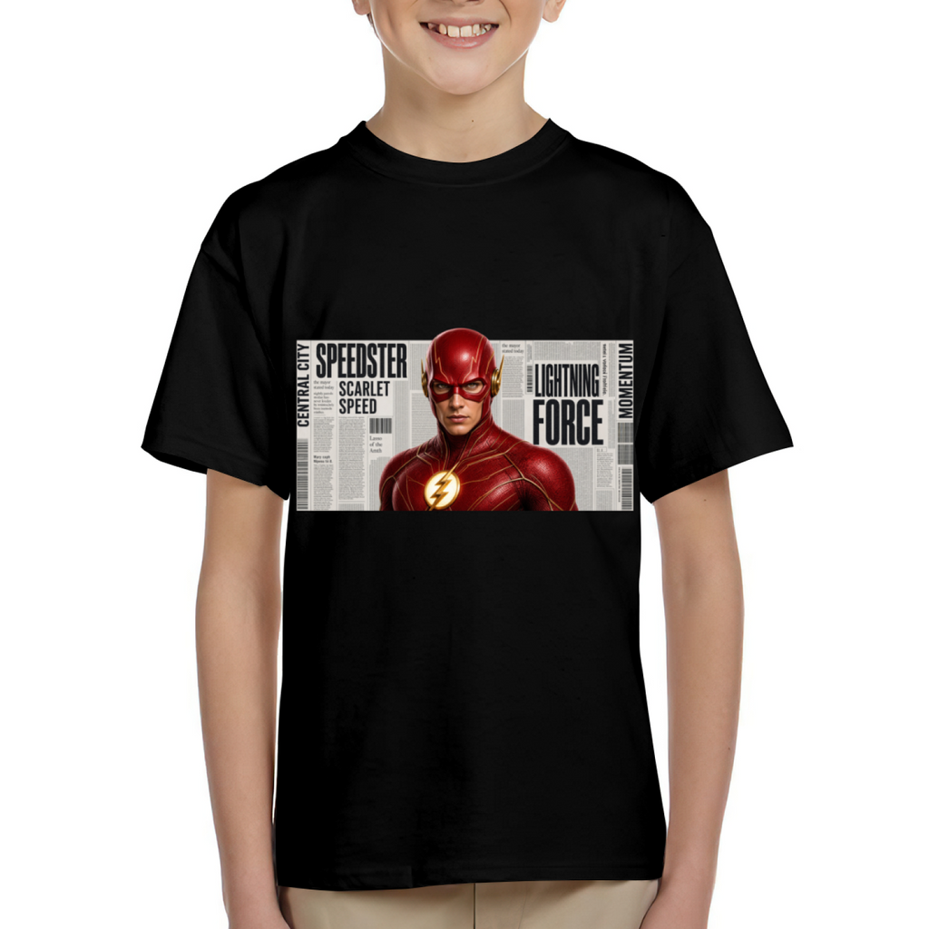 Scarlet Mask Newsprint Kid's T-Shirt for Weekend Wear