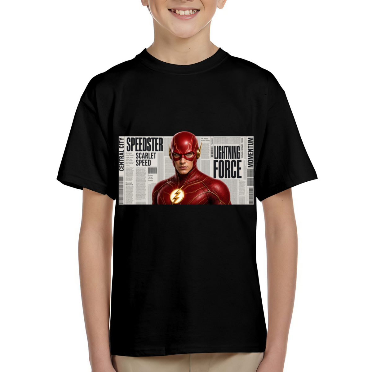 Scarlet Mask Newsprint Kid's T-Shirt for Weekend Wear