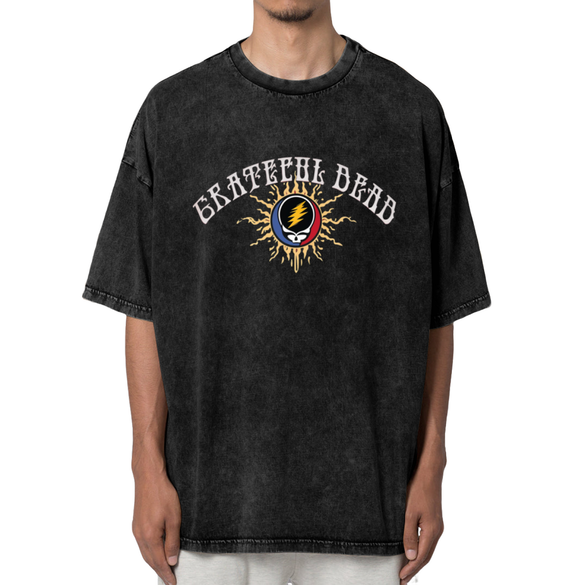 Front view of Grateful Dead Flames SYF washed graphic T-shirt