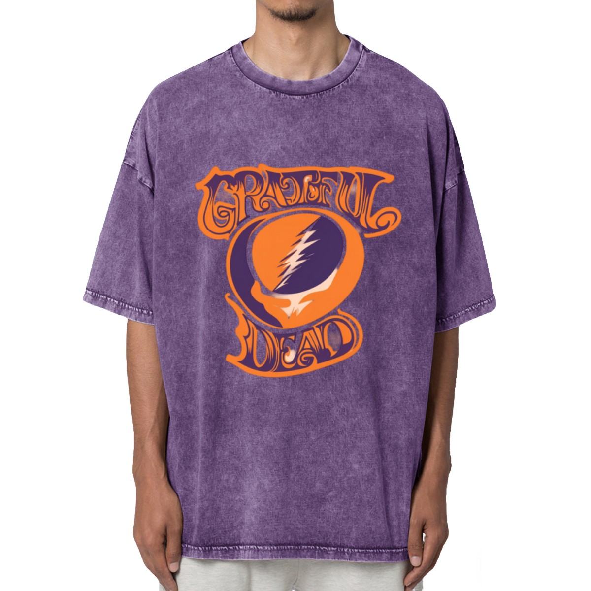 Grateful Dead Orange Purple SYF Baseball Washed Graphic T-Shirt