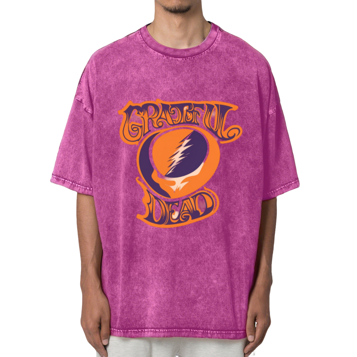 Grateful Dead Orange Purple SYF Baseball Washed Graphic T-Shirt