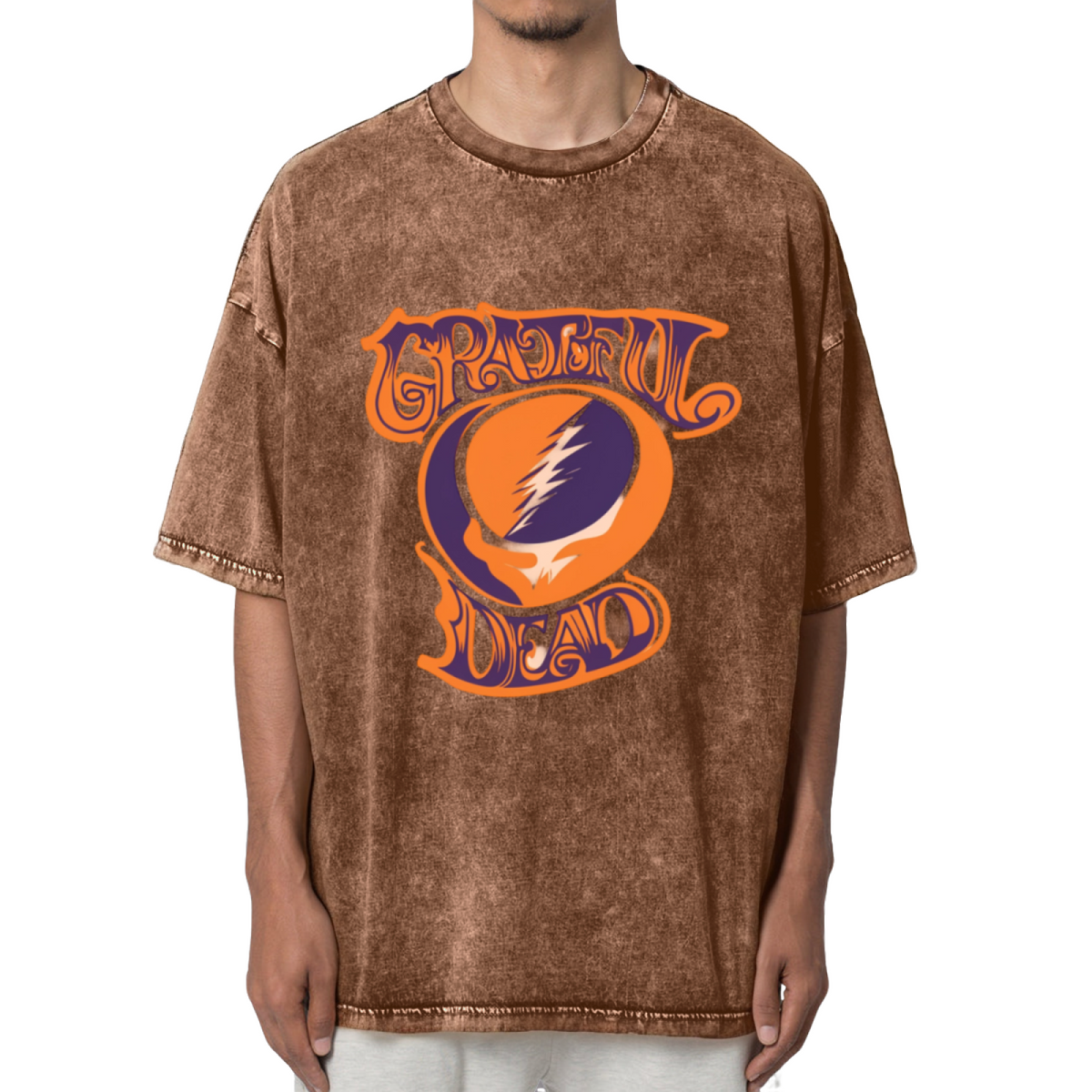 Grateful Dead Orange Purple SYF Baseball Washed Graphic T-Shirt