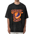 Front view of Grateful Dead Orange Purple SYF Baseball washed graphic T-shirt