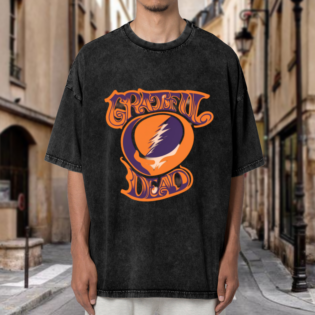Grateful Dead Orange Purple SYF Baseball washed graphic T-shirt, product image