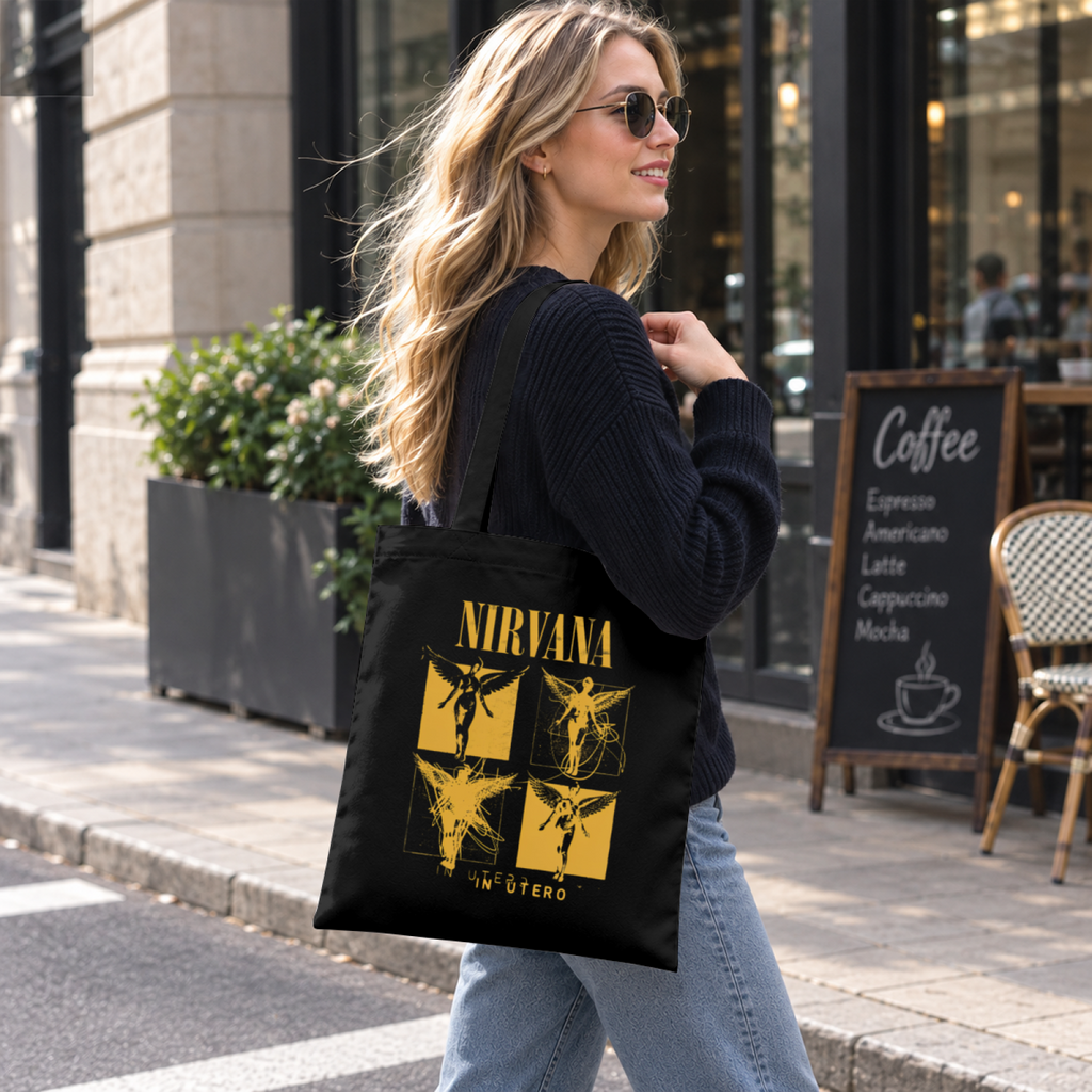Nirvana In Utero Sketch Canvas Tote Bag — a sketch-themed interpretation of In Utero