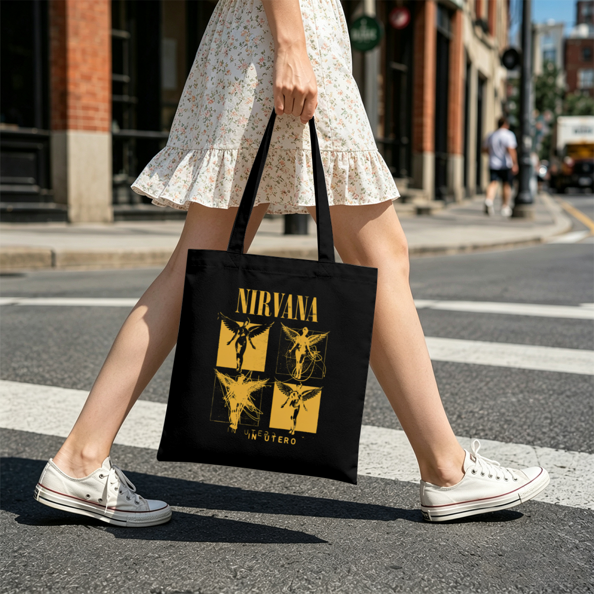 Nirvana In Utero Sketch Canvas Tote Bag — a sketch-themed interpretation of In Utero
