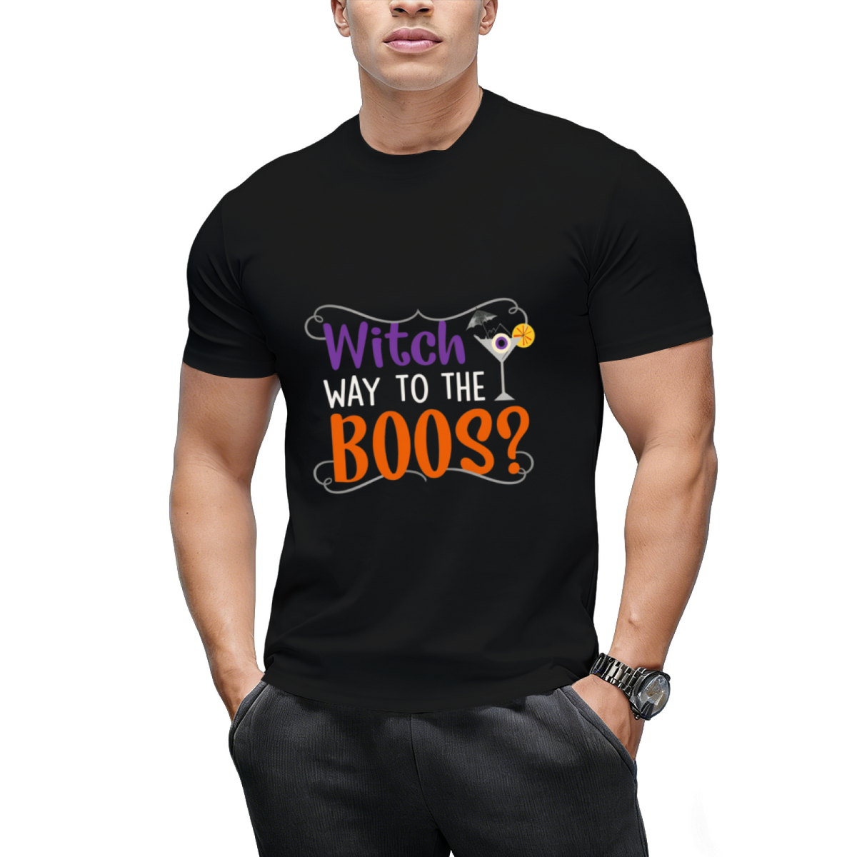 Witch Way to the Boos Halloween Cocktail Graphic T-Shirt