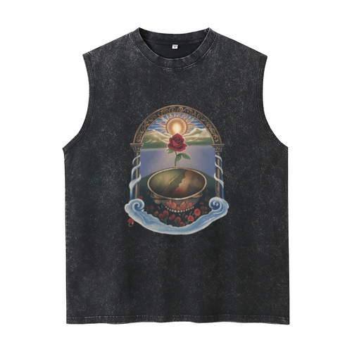 Grateful Dead washed graphic tank top with Rose Garden Tie Dye graphic