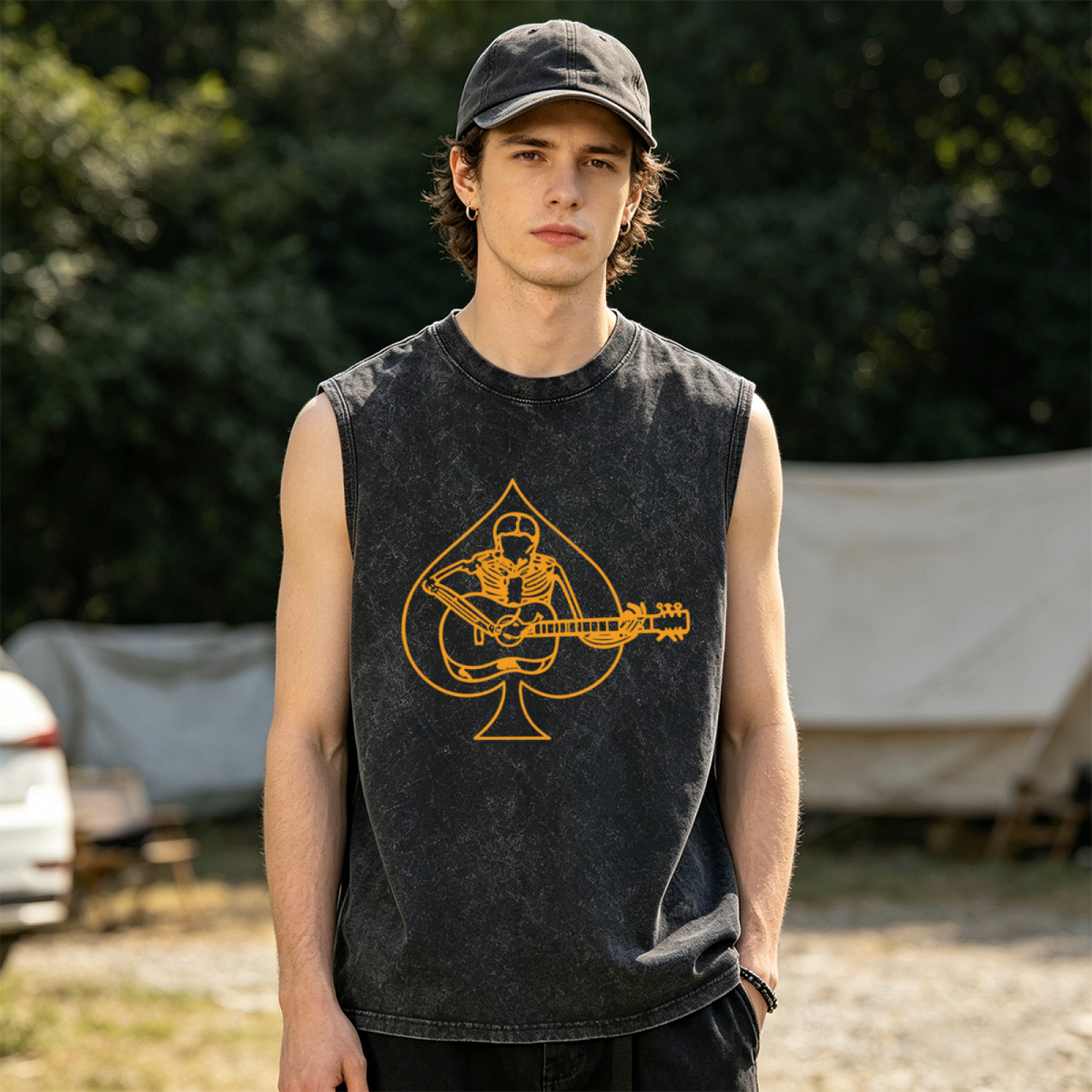 Grateful Dead washed graphic tank top with Ace graphic