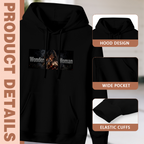 Hood, pouch pocket and sleeve-cuff detail images accompanying the women's Armor Crossed at the Chest hoodie