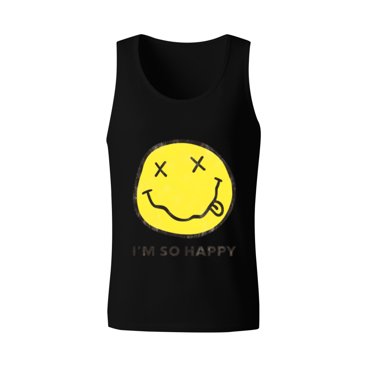 Nirvana Im So Happy Smiley Face Graphic Tank Top product image featuring I’m So Happy smiley-face wording