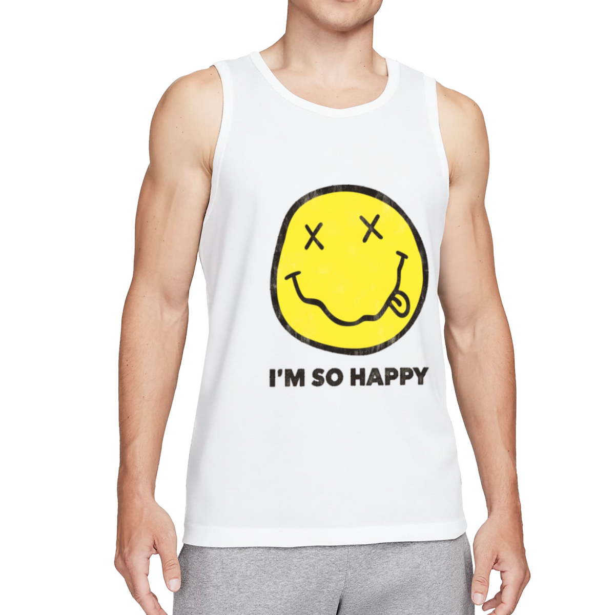 Nirvana Im So Happy Smiley Face Graphic Tank Top