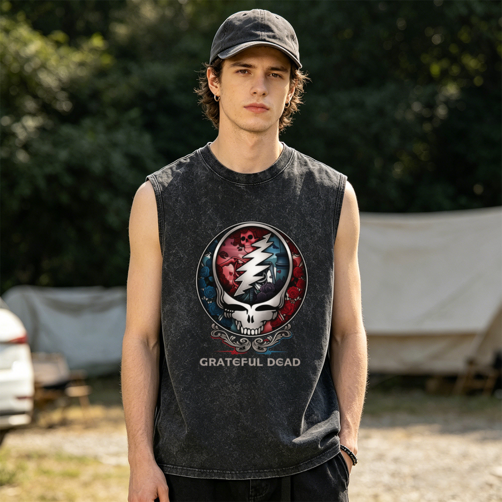 Grateful Dead washed graphic tank top with Bertha Steal Your Face graphic