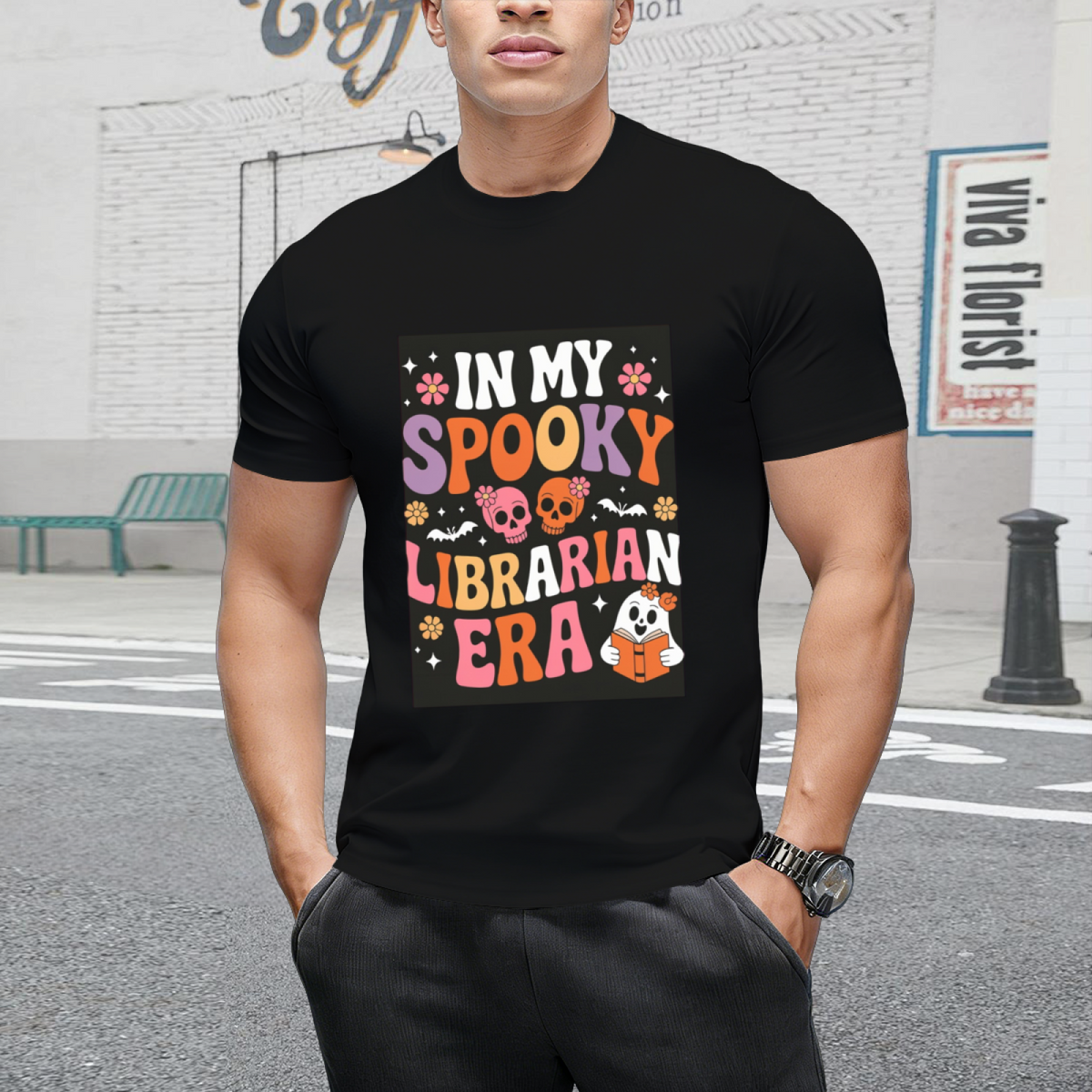 School Librarian Halloween Graphic T-Shirt