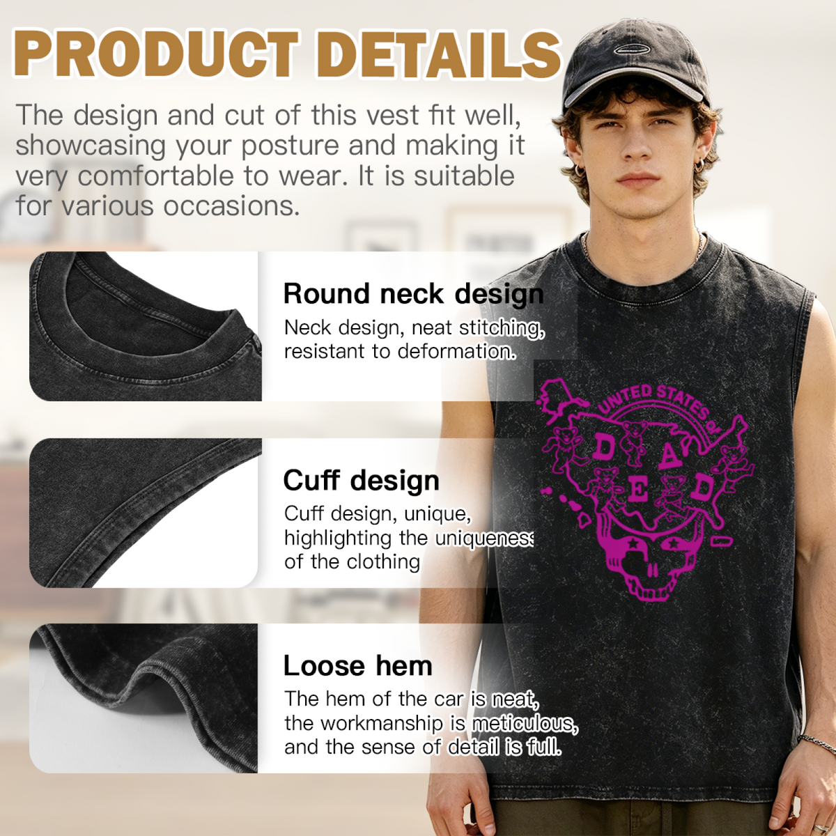 Grateful Dead washed graphic tank top with Louisiana United States Of Dead graphic