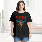 Graphic T-shirt product image with in utero blue wing angel artwork