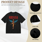 Graphic T-shirt product image with in utero blue wing angel artwork