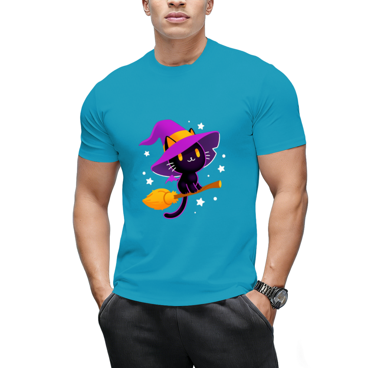 Spooky Black Magic Cat Graphic T-Shirt