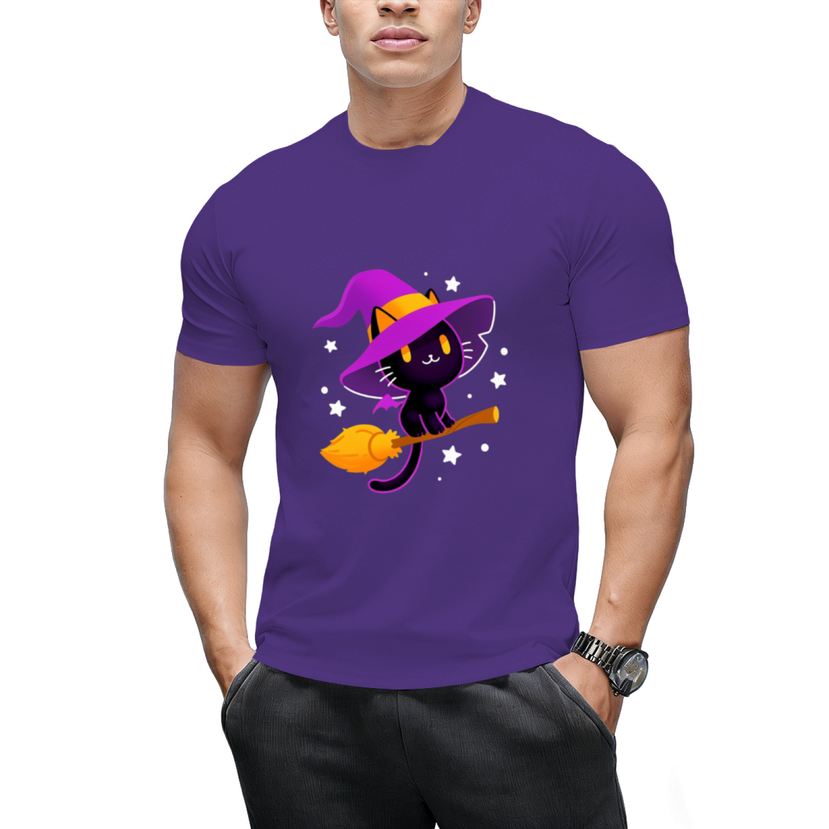 Spooky Black Magic Cat Graphic T-Shirt