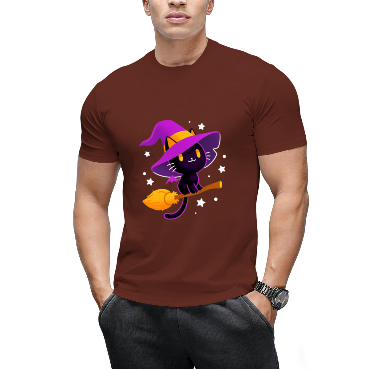 Spooky Black Magic Cat Graphic T-Shirt